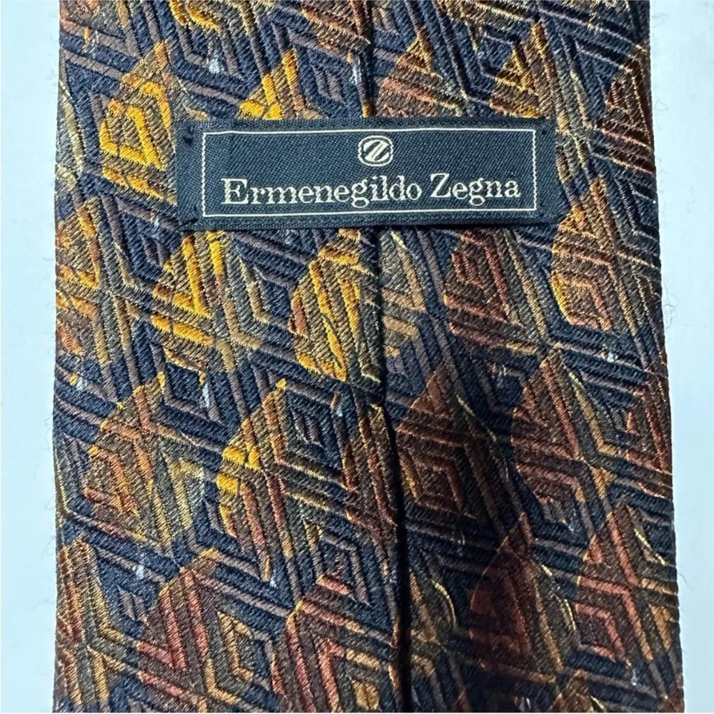 Silk & Wool ERMENEGILDO ZEGNA Heavy Organic Geometric Classic Tie, 4”